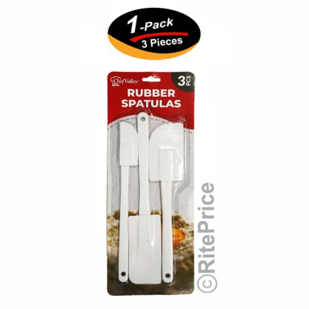 3 PCS (1 Pack) Rubber Spatula Kitchen Utensil Set Heat Resistant Rubber - New